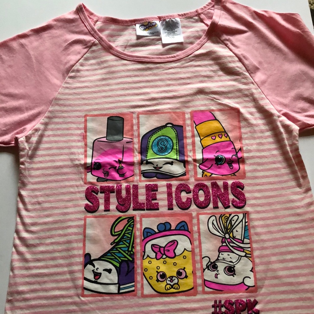 T-shirt girls new size XL 14-16 new 66% cotton 34% polyester tie front Shopkins - Picture 2 of 6